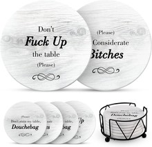 Funny Drink Coasters With Holder - Absorbent Drink Coasters Set, Bar Dec... - $31.99