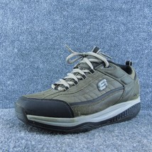 SKECHERS Shape-Ups Men Sneaker Shoes Gray Leather Lace Up Size 10.5 Medium - £31.72 GBP