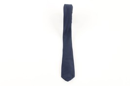 Vintage 70s Rockabilly Blank Silk Skinny Neck Tie Dress Tie Wedding Navy Blue - £19.37 GBP