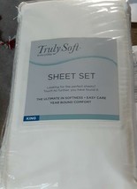 Truly Soft Everyday King Size Sheet Set Solid White Microfiber Wrinkle Resistant - £27.85 GBP