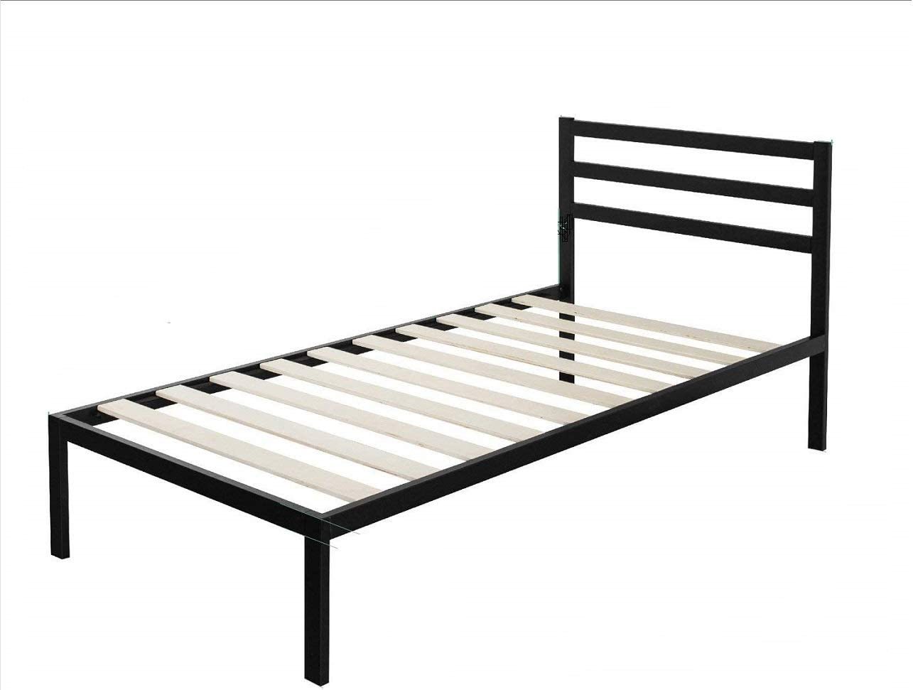 Black Twin Zinus Mia Metal Platform Bed Frame With Headboard, Simple Assembly. - £101.50 GBP