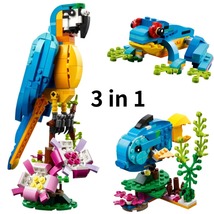 3 In 1 Exotic Parrot Building Toy Set Transformed Into 3 Different Animal Figure - £18.77 GBP