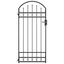Outdoor Garden Black Steel Fence Gate With Arched Top &amp; Lock Lockable Pa... - $213.79