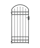 Outdoor Garden Black Steel Fence Gate With Arched Top &amp; Lock Lockable Pa... - £168.11 GBP