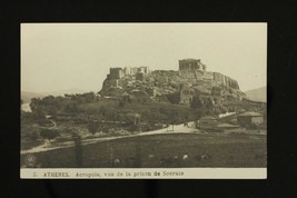 Vintage Early Paper Postcard Athens City Center Greece Acropolis Socrates Prison - £7.07 GBP