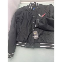 Chevy Corvette Women&#39;s Varsity Jacket Snap Front Black Authentic XL New NWT - £54.41 GBP