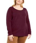 MSRP $45 Karen Scott Plus Size Stripe Textured Sweater Red Size 2X - $28.71