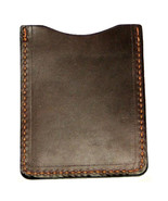 LEATHER CARD HOLDER - DARK BROWN Minimalist Wallet - Amish Handmade in USA - $20.47 CAD