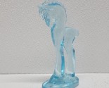 Mosser Glass Pony Trojan Horse Figurine Aqua Clear Ice Blue 5.5&quot; Tall - £66.02 GBP