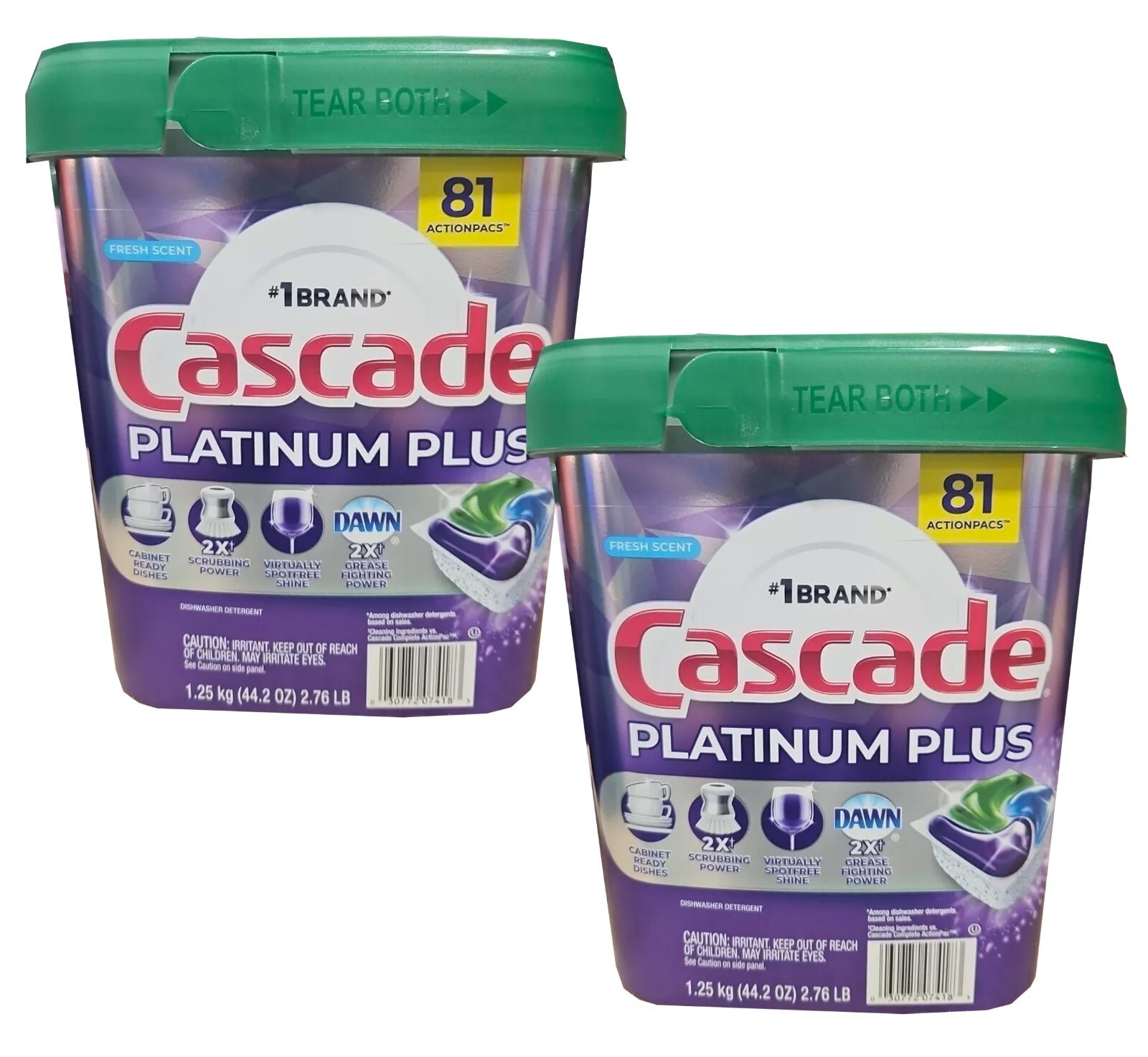 2 Packs Cascade Platinum Plus ActionPacs Dishwasher Detergent Pods  81 Ct each