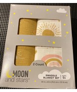 Moon and Stars (2-PACK) Gold White Baby Swaddle Cotton Blanket Ages 0+ 3... - €10,41 EUR