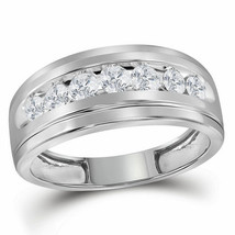 Authenticity Guarantee 
10kt White Gold Mens Round Diamond Wedding Channel-Se... - £963.92 GBP