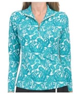 Ladies Cabana Life Paisley LS Wicking Golf Quarter Zip Jacket~ XS UPF 50... - £30.80 GBP