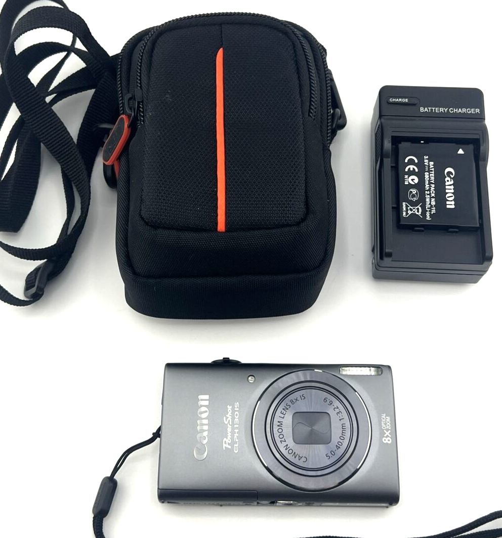 Canon PowerShot ELPH 130 IS Digital Camera Gray IXUS 140 16MP WiFi Tested MINT - $307.30