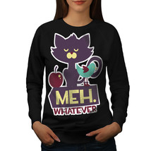 Wellcoda Meh Whatever Animal Womens Sweatshirt, Grumpy Casual Pullover Jumper - £22.71 GBP+