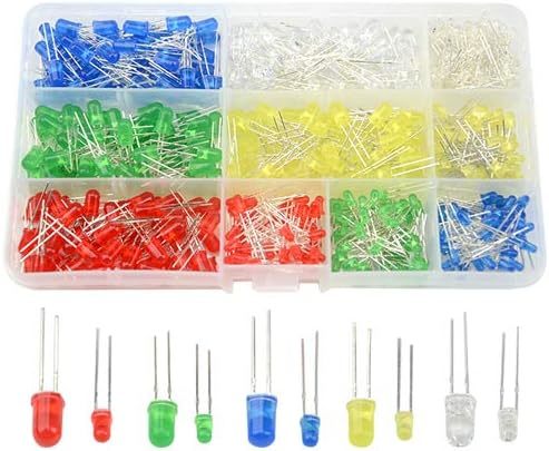 500Pcs 10 Values 5 Colors 3Mm And 5Mm Light, Red Yellow Blue Green White - $33.49