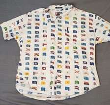Vintage Ralph Lauren Chaps Logo Button Up Shirt All-Over Flag Print Mens... - $18.95