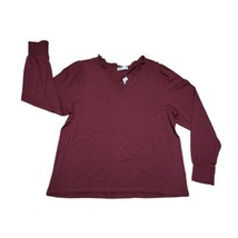 Sonoma Ruffle V Neck Top Womens Size XXL Long Sleeve Maroon - £8.98 GBP