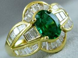 3.10CT Oval Cut Simulated Emerald Wedding Ring Gold Plated 925 Silver  - £77.04 GBP