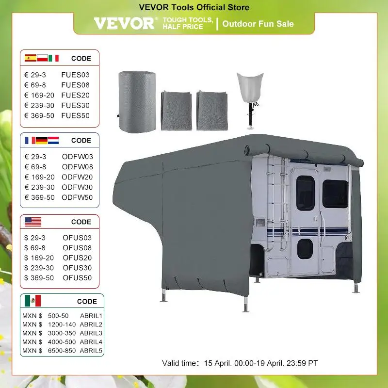 VEVOR Travel Trailer RV Cover Composite Non-woven Fabric Shelter With 2 Adhesive - £174.83 GBP