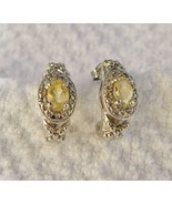 Vintage USA Ross Simons Sterling silver half hoop Earrings--Faceted Oval... - €34,69 EUR