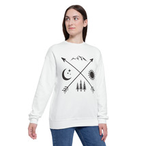 Unisex Drop Shoulder Sweatshirt: Nature Symbols, Soft Cotton-Polyester Blend - $66.95+