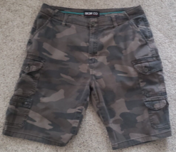 Iron Co. Mens 36 Flat Front Camouflage Cargo Outdoor Hiking Shorts Camo Stretch - £11.36 GBP