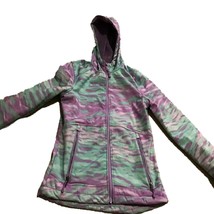 Snozu Girls Fur Hooded Jacket,Purple/Lightgreen,Large - $43.56