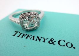 Tiffany &amp; Co Platinum Legacy Cushion Diamond Halo Engagement Ring 1.07Ct I-VVS1 - £7,570.48 GBP