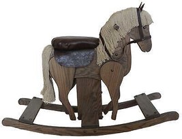 Galloping Rocking Horse - Solid Oak &quot;Clackity&quot; Hobby Horse Color: Antique Slate - £393.27 GBP