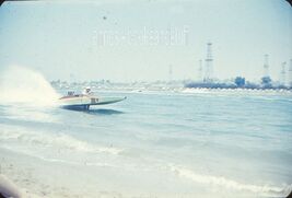 2-35 mm color slides *1950's Glass-Metal Frame RACING BOATS houses CAR l... - $6.50