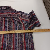 Vintage Paisley Blouse Top Notch Short Sleeve Collared Shirt Women’s Chest 54" image 4