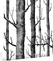 17.7&quot; X 78&quot;Birch Tree Wallpaper Trunk Black and White Wallpaper for Bedr... - $10.57