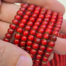6-6.5 mm Antique Venetian White Heart African Trade Beads Long Strand - $23.96