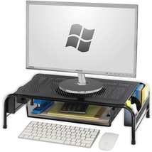 Simplehouseware Metal Desk Monitor Stand Riser With Organizer Drawer - £36.76 GBP