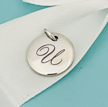 Tiffany Letter U Notes Alphabet Disc Charm Initial Pendant in Silver - £101.95 GBP