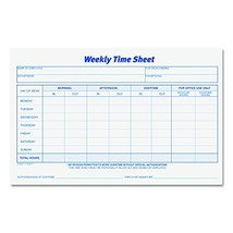 TOPS 30071 Weekly Employee Time Sheet, 8-1/2 X 5-1/2, 2 Pads/Pack, 100 S... - £22.81 GBP