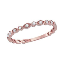 14kt Rose Gold Womens Round Diamond Stackable Band Ring 1/8 Cttw - £205.75 GBP