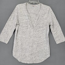 Gap Women Shirt Size M Gray Heather Classic Deep Cut V-Neck 3/4 Sleeve Plain Top - £7.95 GBP