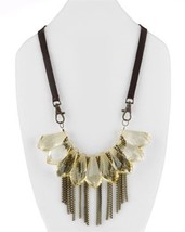 Adia Kibur Colorado Lucite &amp; Leather Chunky Statement Necklace NEW MSRP $120 - £35.87 GBP