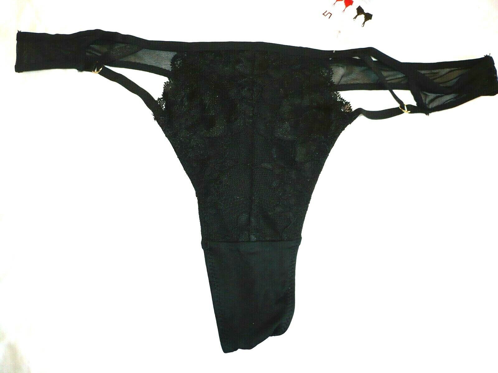 Smart &amp; Sexy Women&#39;s Thong Panties 1 Pair Size X-Small (4) Black Strappy - $9.74