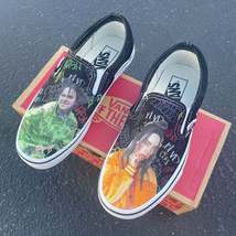 Billie Eilish Custom Sneakers - Slip On Vans - Men&#39;s And Women&#39;s Shoes - $169.00
