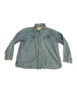 VINTAGE LEVIS MENS RED TAB TAG JEAN SHIRT METAL LIGHT DENIM LONG SLEEVE XXL - $38.00