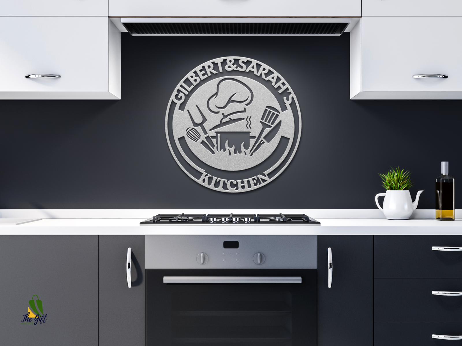 Personalized Round Kitchen Metal Art - Elegant Gift for Home Chefs & Restaurants