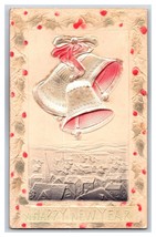 Happy New Year Bells Holly Airbrushed High Relief Embossed UNP DB Postcard U17 - £5.01 GBP