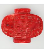 Vintage Chinese Red Dyed Carved Coral Bead or Toggle - £57.82 GBP
