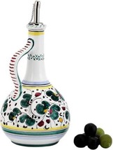 Olive Oil Bottle Deruta Majolica Orvieto Rooster Green Ceramic Handmade - £182.51 GBP