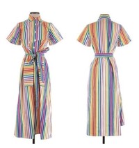 Size 2 Christopher John Rogers x Target Women Dress Rainbow Striped Midi Shirt - £38.93 GBP