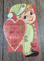 Vintage Valentine Boy in Pajamas A Ball For Us 1970s - £4.37 GBP