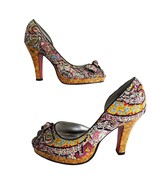 Unlisted Kenneth Cole Women&#39;s 8 Paisley Print Cork Platform Peep Toe Hee... - $24.19